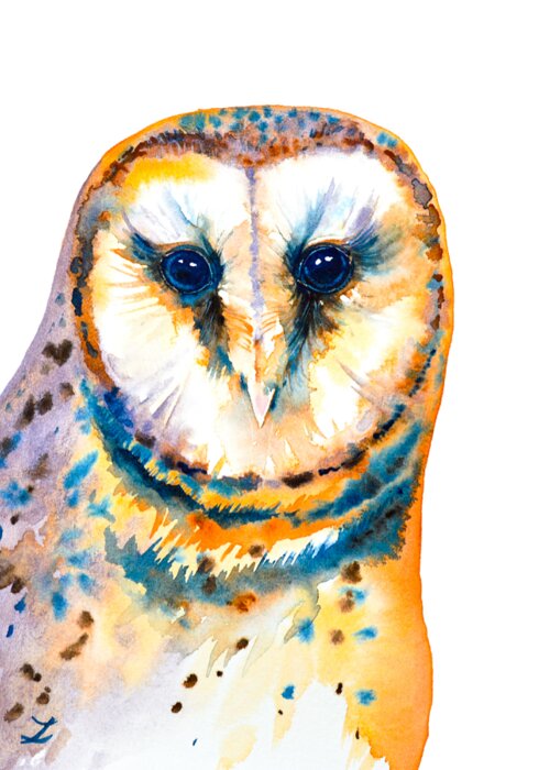 Barn Owl Greeting Card featuring the painting Gorgeous Barn Owl #1 by Zaira Dzhaubaeva