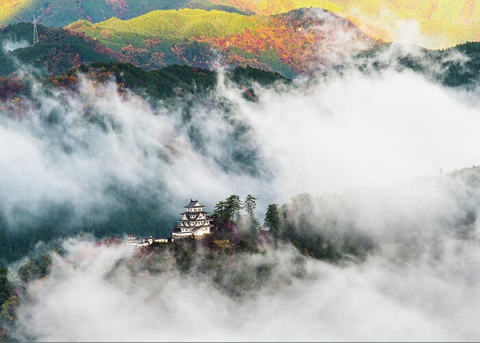 Landscape Greeting Card featuring the photograph Gujyo Hachiman Castle #1 by Hisao Mogi