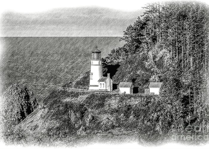 Oregon Greeting Card featuring the tapestry - textile Haceta Head Lighthouse #1 by Dennis Bucklin