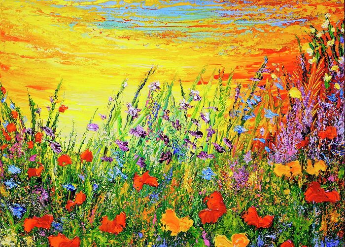 Poppies Greeting Card featuring the painting Happy #2 by Teresa Wegrzyn