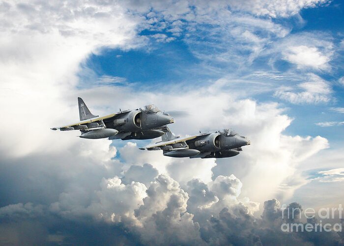 Harrier. Bae Systems Harrier Greeting Card featuring the digital art Harriers by Airpower Art