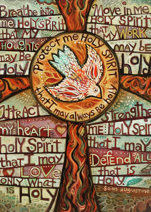 Jen Norton Greeting Card featuring the painting Holy Spirit Prayer by St. Augustine by Jen Norton