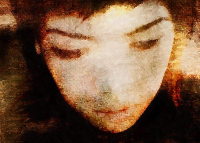 Woman Greeting Card featuring the digital art In thoughts #1 by Gun Legler
