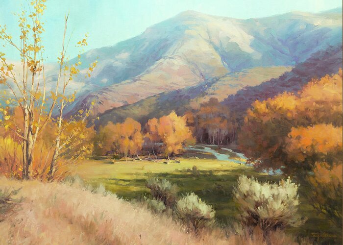 Landscape Greeting Card featuring the painting Indian Summer by Steve Henderson