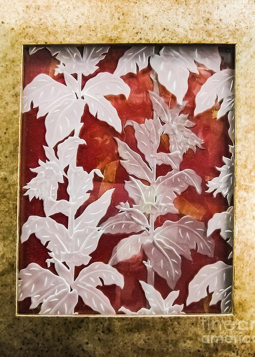 Red Greeting Card featuring the glass art Interpenetrating Images by Alone Larsen