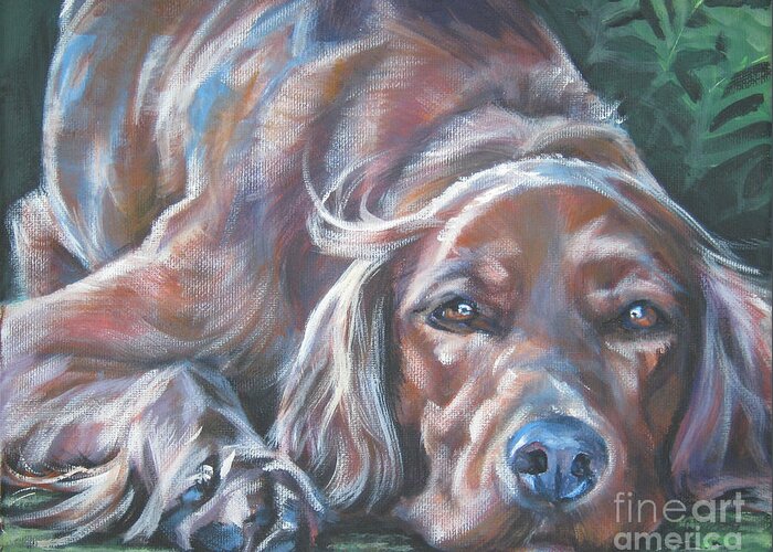 Irish Setter Greeting Card featuring the painting Irish Setter #1 by Lee Ann Shepard