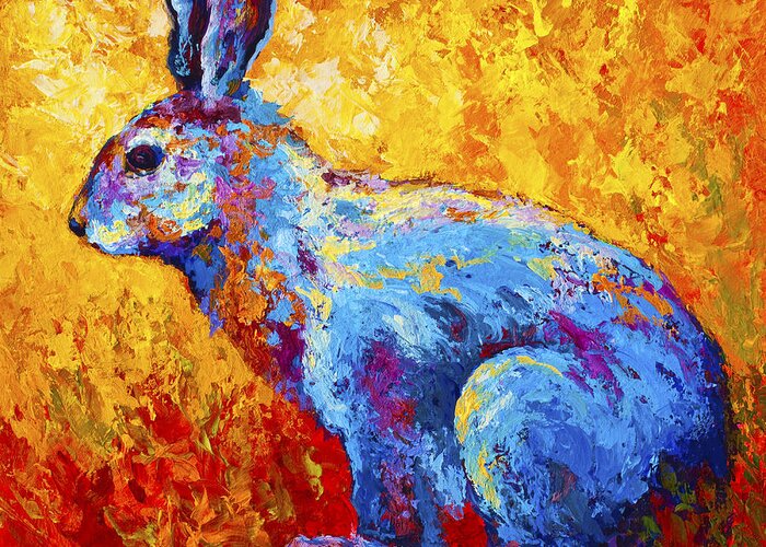 Rabbit Greeting Card featuring the painting Jackrabbit #1 by Marion Rose