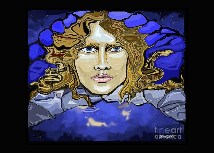 Jim Morrison Greeting Card featuring the painting Jim Morrison Strange Days by Jennifer Miller