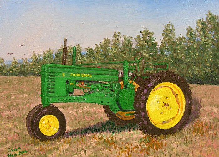 Tractor Greeting Card featuring the painting John Deere Model B #1 by Stan Hamilton