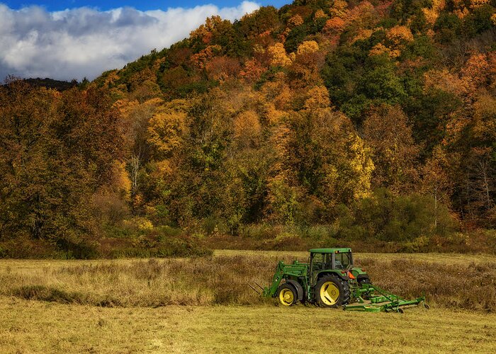 John Deere Greeting Card featuring the photograph John Deere Tractor by Susan Candelario