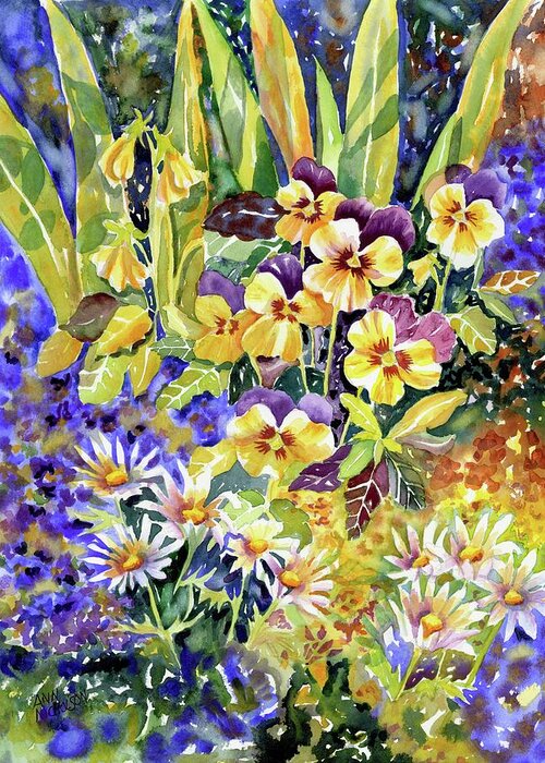 Watercolor Greeting Card featuring the painting Joyful Noise #1 by Ann Nicholson