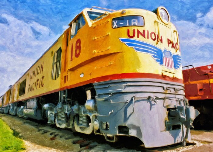 Union Pacific Greeting Card featuring the painting Just Resting #2 by Dominic Piperata