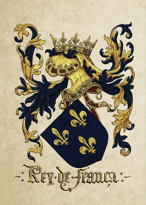 'roll Of Arms� Collection By Serge Averbukh Greeting Card featuring the photograph King of France Coat of Arms - Livro do Armeiro-Mor by Serge Averbukh