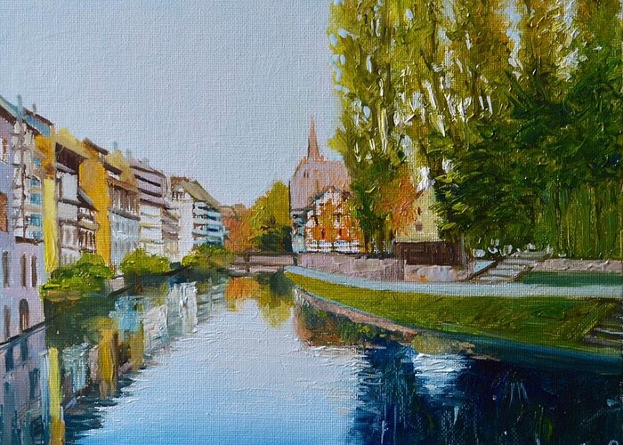 River Greeting Card featuring the painting La Petite France in Strasbourg #1 by Dai Wynn