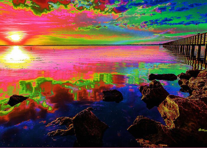 Water Greeting Card featuring the digital art Lake Sunset #1 by Gregory Murray