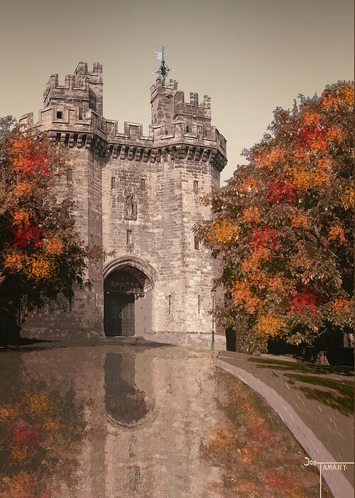 Lancaster Castle Greeting Card featuring the digital art Lancaster Castle 2 mini by Joe Tamassy