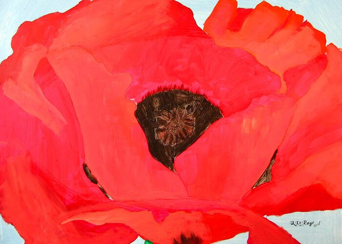 Poppy Greeting Card featuring the painting Large Poppy #1 by Richard Le Page