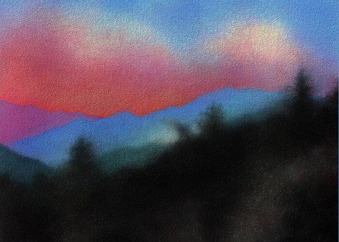 Landscape Greeting Card featuring the painting Last Light at Red Box Junction #1 by Robin Street-Morris