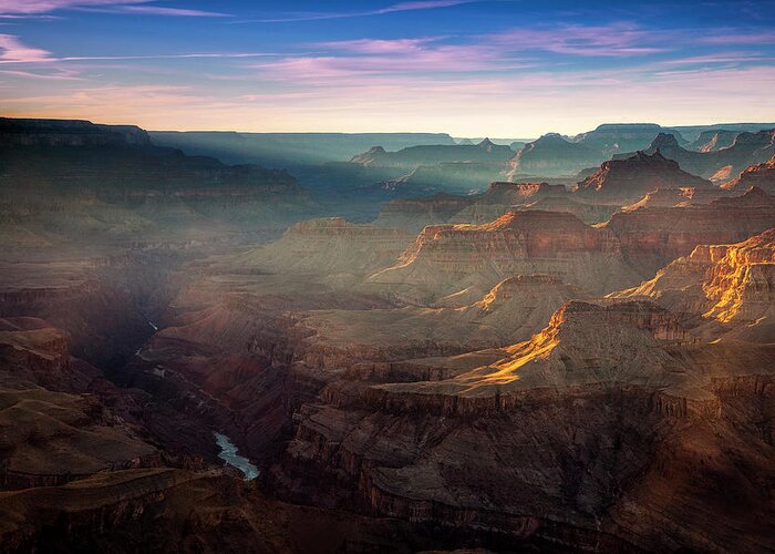 Grand Canyon Greeting Card featuring the photograph Light in the Canyon #1 by Andrew Soundarajan
