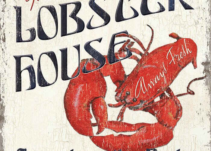 Lobster Greeting Card featuring the painting Lobster House #2 by Debbie DeWitt