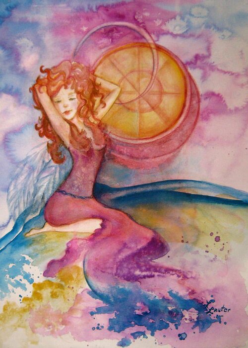 Watercolor Painting Greeting Card featuring the painting Luna by L Lauter