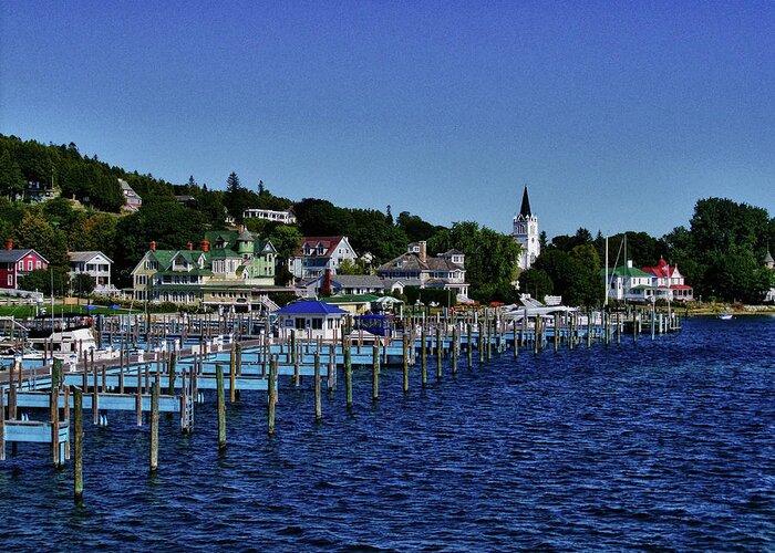 Mackinac Island Michigan Greeting Card featuring the photograph Mackinac by the Docks #1 by Rachel Cohen