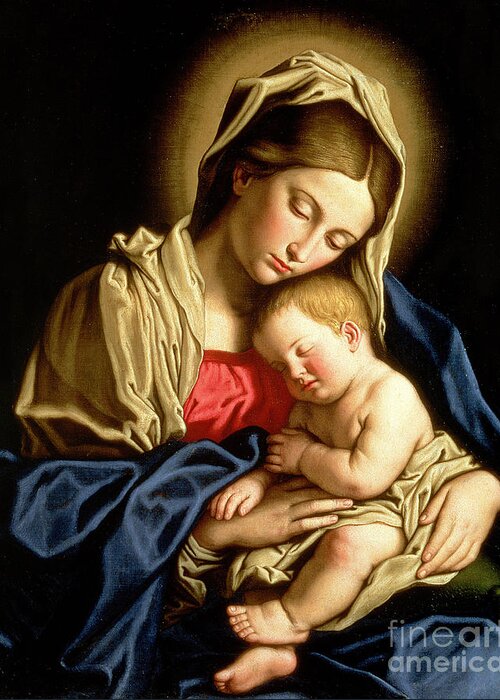 Mary Greeting Card featuring the painting Madonna and Child by Il Sassoferrato