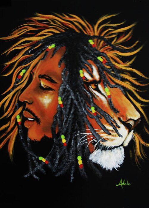 Bob Marley Greeting Card featuring the painting Marley #1 by Adele Moscaritolo