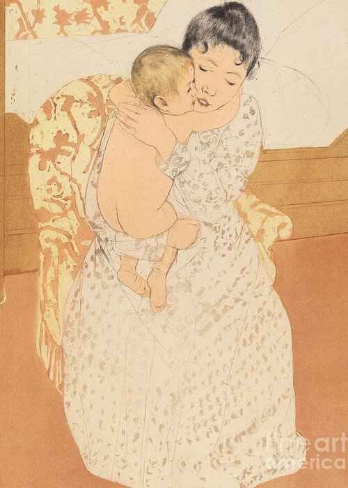 Cassatt Greeting Card featuring the painting Maternal Caress by Mary Stevenson Cassatt