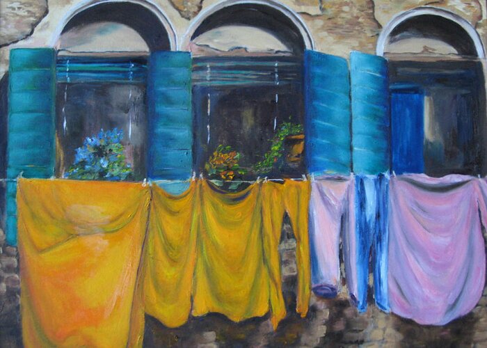 Venice Greeting Card featuring the painting Monday in Venice #1 by Lisa Boyd