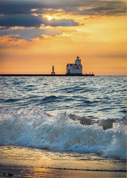 Lighthouse Greeting Card featuring the photograph Morning Dance On the Beach by Bill Pevlor