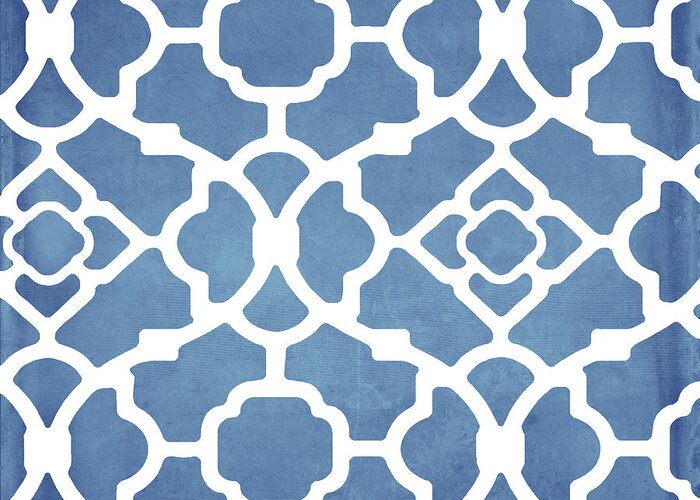 Blue Pattern Greeting Card featuring the painting Moroccan Blues by Mindy Sommers