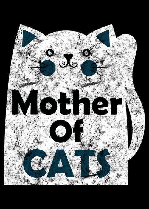 Cat Greeting Card featuring the digital art Mother Of Cats Distressed #1 by Lin Watchorn
