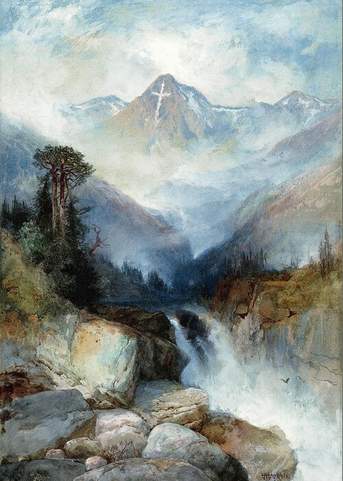 Thomas Moran Greeting Card featuring the painting Mountain of the Holy Cross #1 by Thomas Moran
