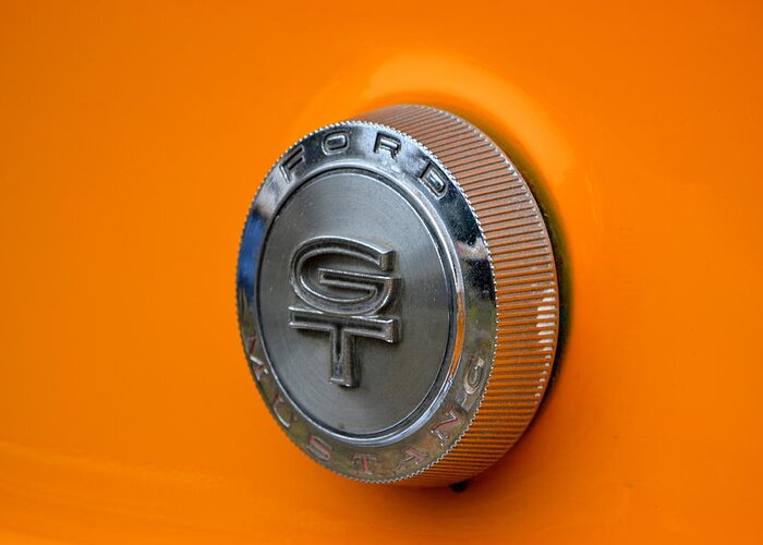  Greeting Card featuring the photograph Mustang Gas Cap #1 by Dean Ferreira