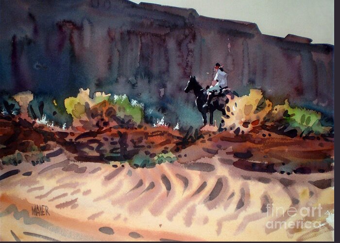 Equestrian Greeting Card featuring the painting Navajo Rider #3 by Donald Maier