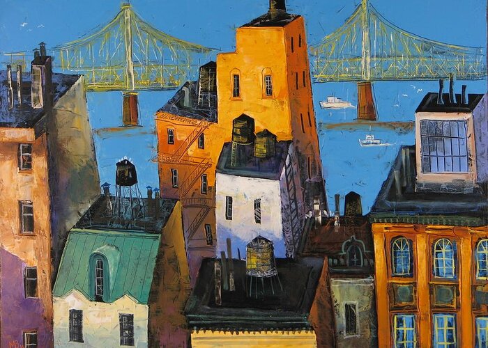 Motif Greeting Card featuring the painting New York #2 by Mikhail Zarovny