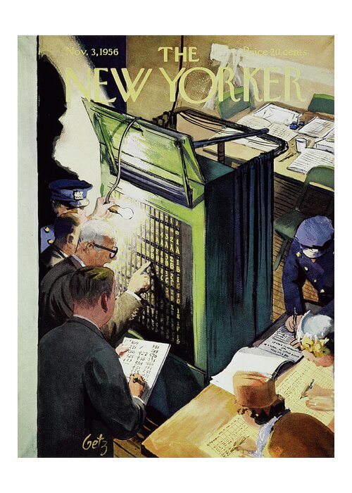 Votes Greeting Card featuring the painting New Yorker November 3 1956 by Leonard Dove