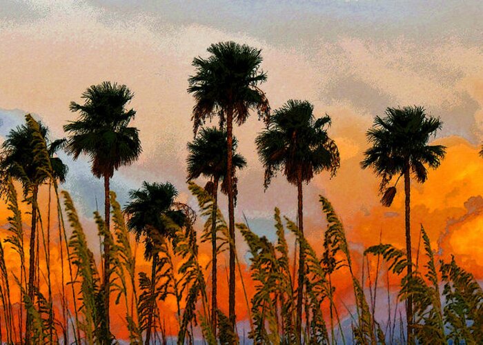 Nine Palms Greeting Card featuring the painting Nine palms #1 by David Lee Thompson
