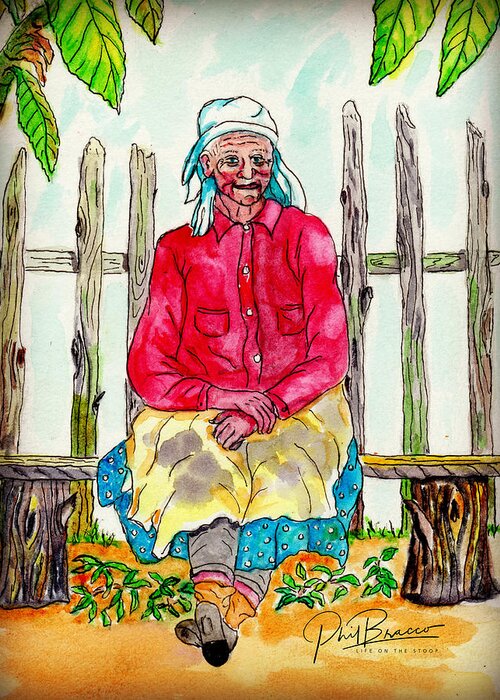 Migrant Workers Greeting Card featuring the painting Old Migrant Worker, Resting, Arcadia, Florida 1975 by Philip And Robbie Bracco