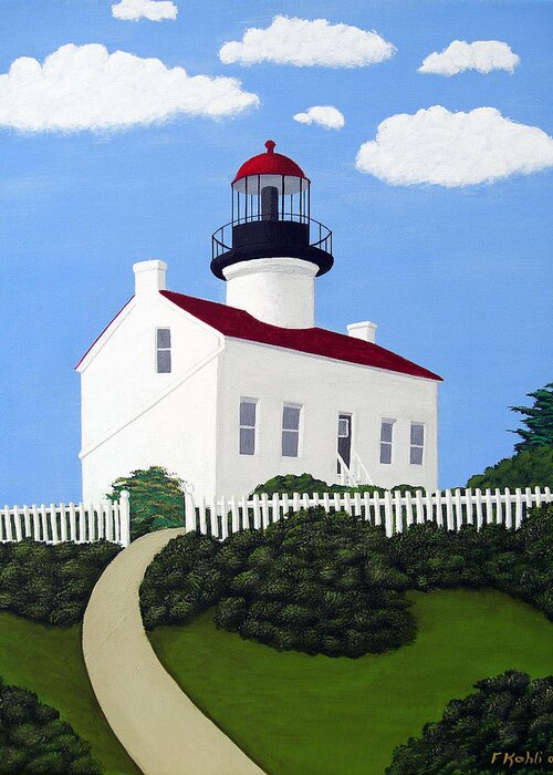 Lighthouse Paintings Greeting Card featuring the painting Old Point Loma Lighthouse by Frederic Kohli