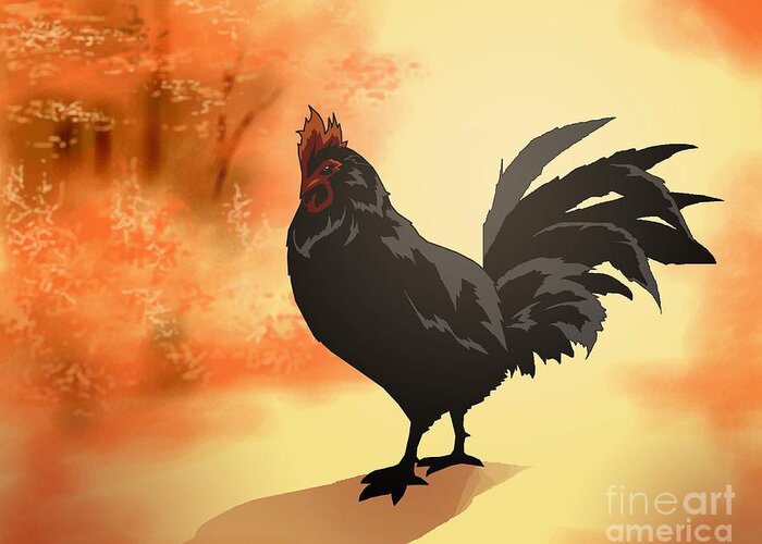 Rooster Greeting Card featuring the digital art Onward #1 by Alice Chen