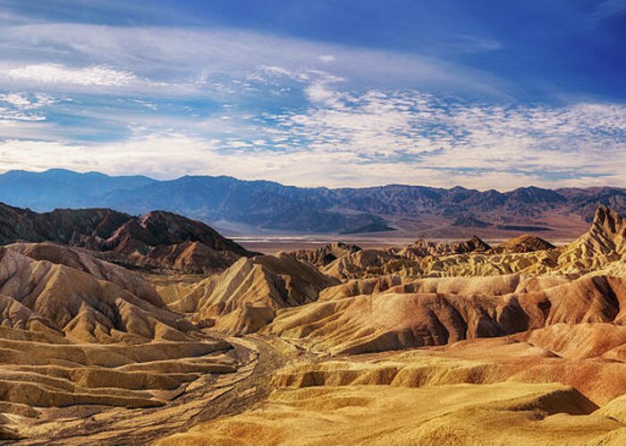 Death Valley Greeting Card featuring the photograph Panoramic view from the Zabriskie point in Death Valley #1 by Miroslav Liska