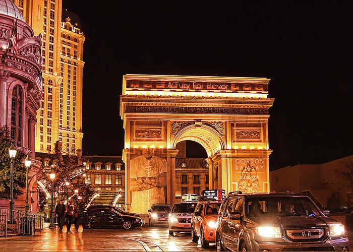 Paris Las Vegas Greeting Card featuring the photograph Arch du Triumph, Paris, Las Vegas by Tatiana Travelways