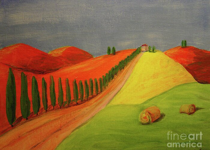 Tuscan Greeting Card featuring the painting Path by Lilibeth Andre