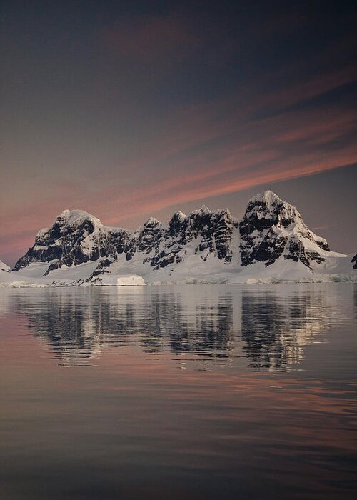 00479585 Greeting Card featuring the photograph Peaks At Sunset Wiencke Island #1 by Colin Monteath