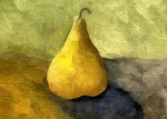 Gold Greeting Card featuring the painting Pear Still Life #1 by Michelle Calkins