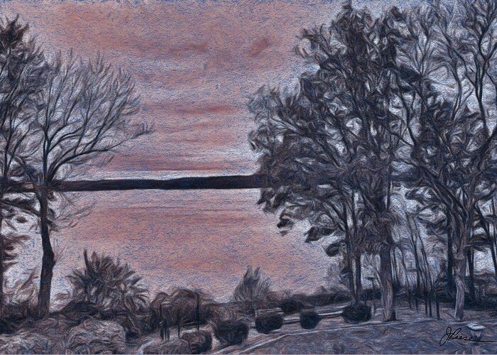 Black And White Pastel Greeting Card featuring the painting Pennsylvania Landscape #2 by Joan Reese