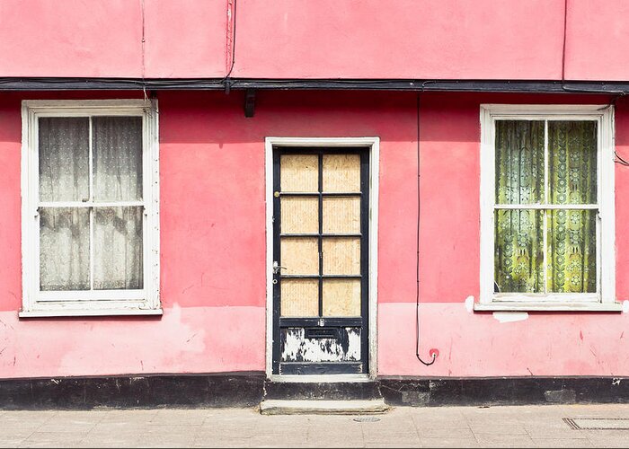 Address Greeting Card featuring the photograph Pink cottage #1 by Tom Gowanlock