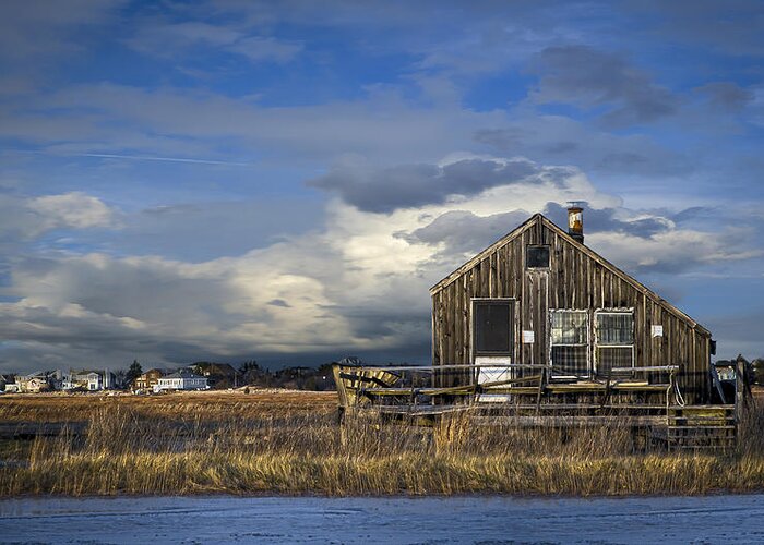 Plum Greeting Card featuring the photograph Plum Island Shack by Rick Mosher